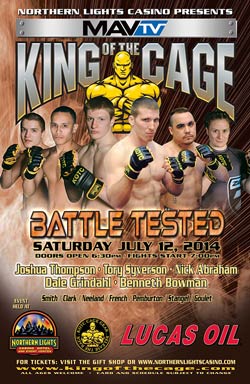 King of the Cage Presents “Battle Tested” at Northern Lights Casino on July 12