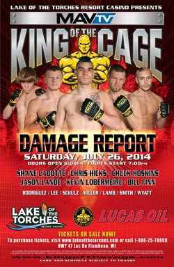 King of the Cage Returns to Lake of the Torches Resort Casino on July 26 for “Damage Report”