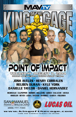 King of the Cage Returns to San Manuel Indian Bingo & Casino August 7th for “Point of Impact”