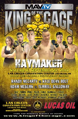 King of the Cage Returns to Las Cruces, New Mexico on September 27 for “HAYMAKER”