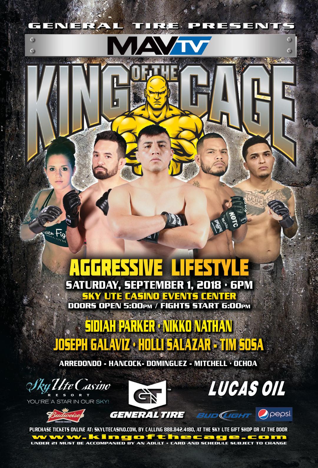 King of the Cage Returns to Sky Ute Casino on September 1 for “AGGRESSIVE LIFESTYLE”