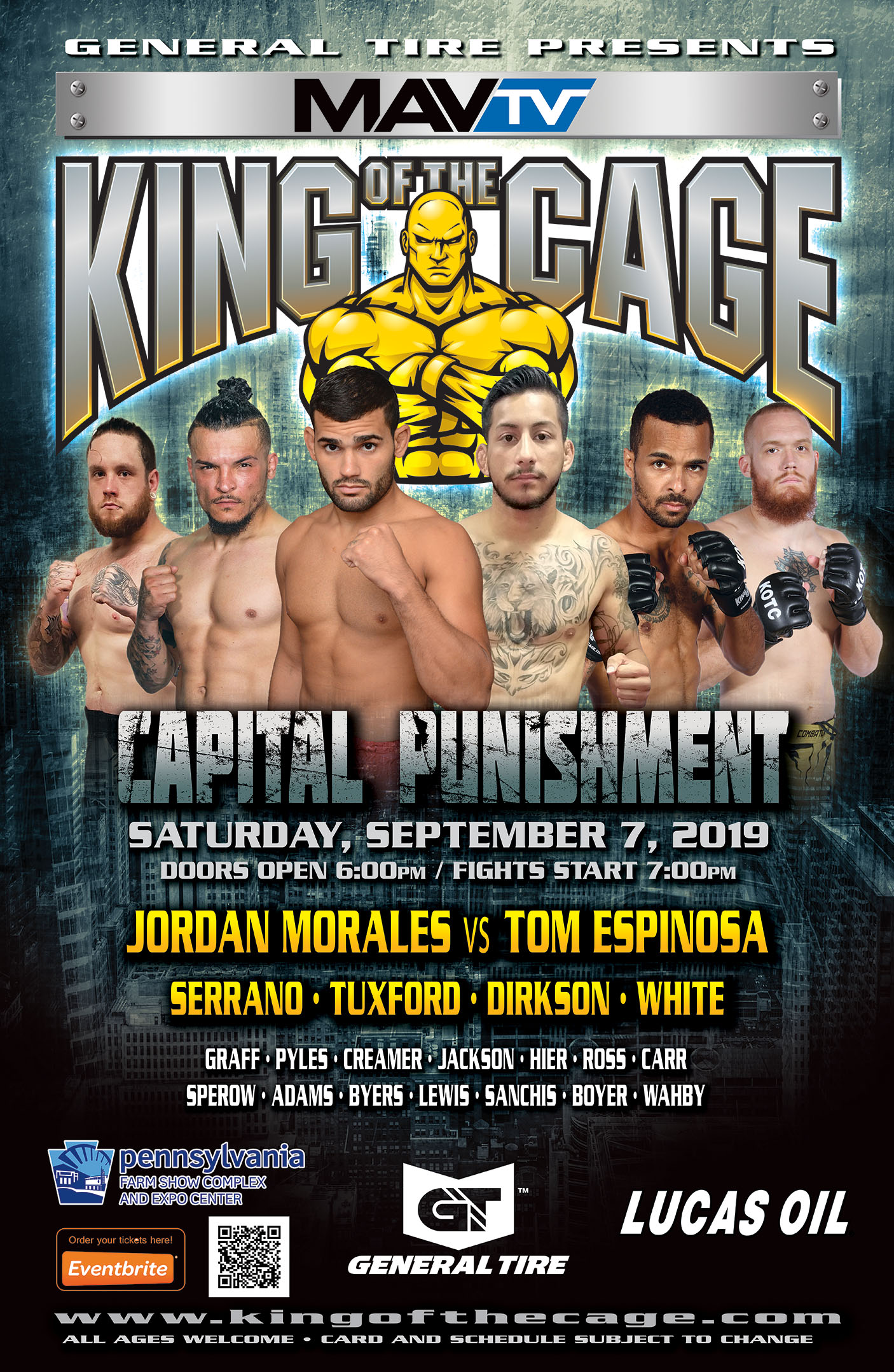 King of the Cage Debuts at Pennsylvania Farm Show Complex & Expo Center on September 7 for “CAPITAL PUNISHMENT”