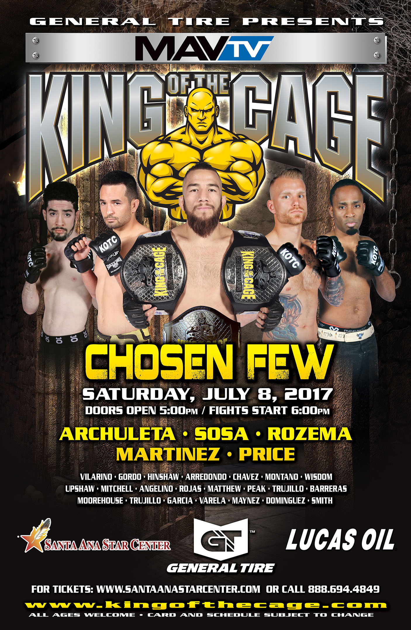 King of the Cage Returns to Santa Ana Star Center on July 8 for “CHOSEN FEW”