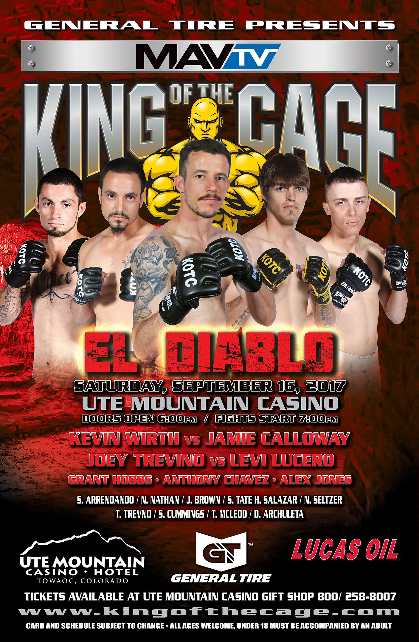 King of the Cage Returns to the Ute Mountain Casino, Hotel & Resort on September 16 for “EL DIABLO”