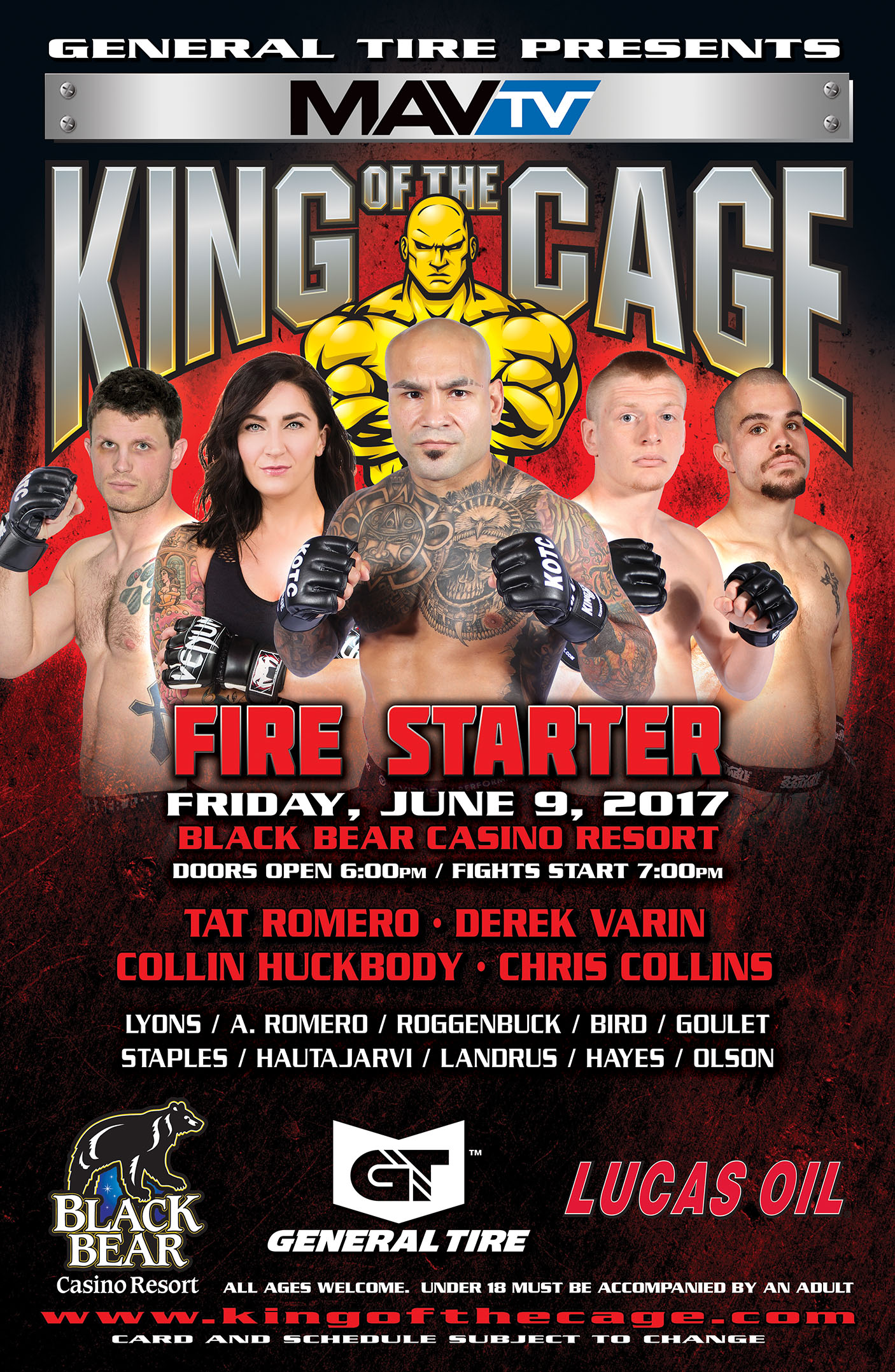 King of the Cage Returns to Black Bear Casino Resort on June 9 for “FIRE STARTER”