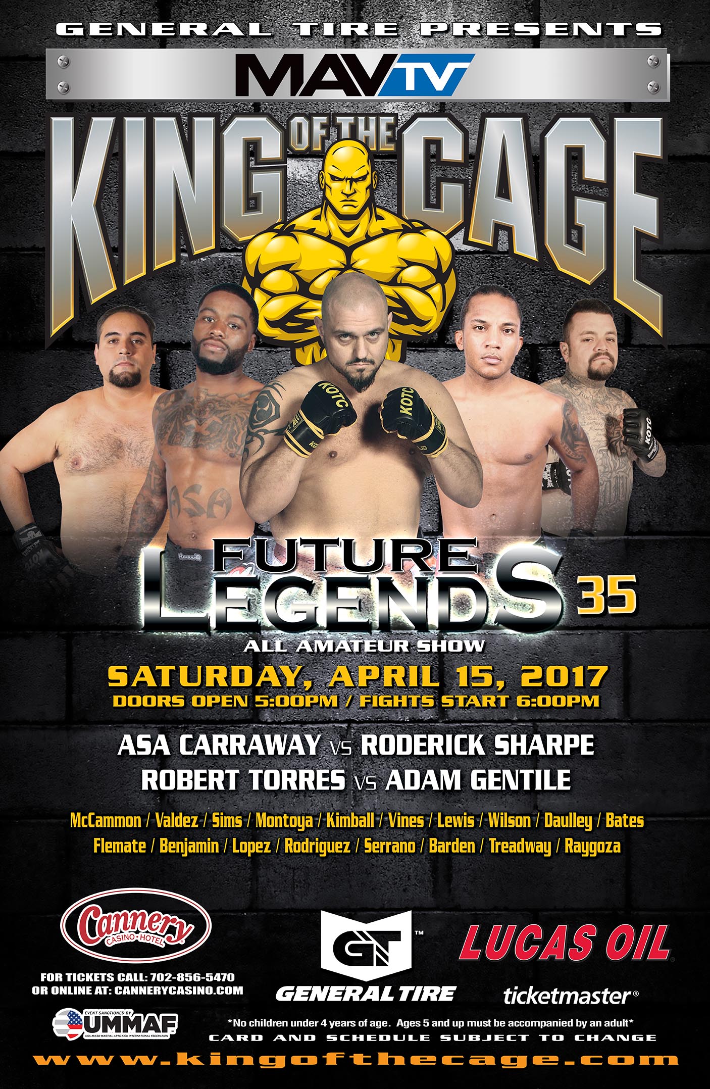 King of the Cage Returns to Cannery Casino Hotel on April 15 for “FUTURE LEGENDS 35”
