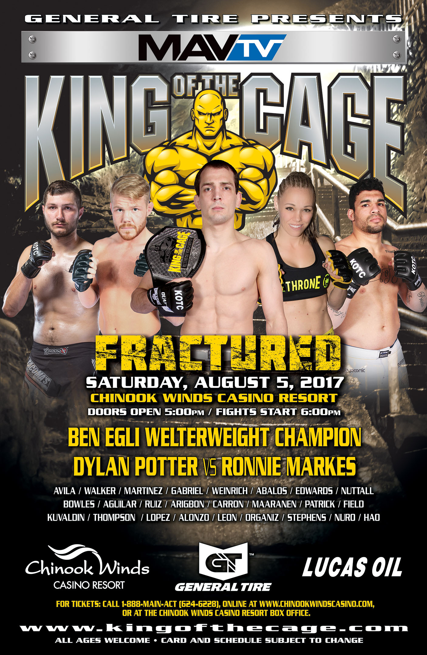 King of the Cage Returns to Chinook Winds Casino Resort on August 5 for “FRACTURED”