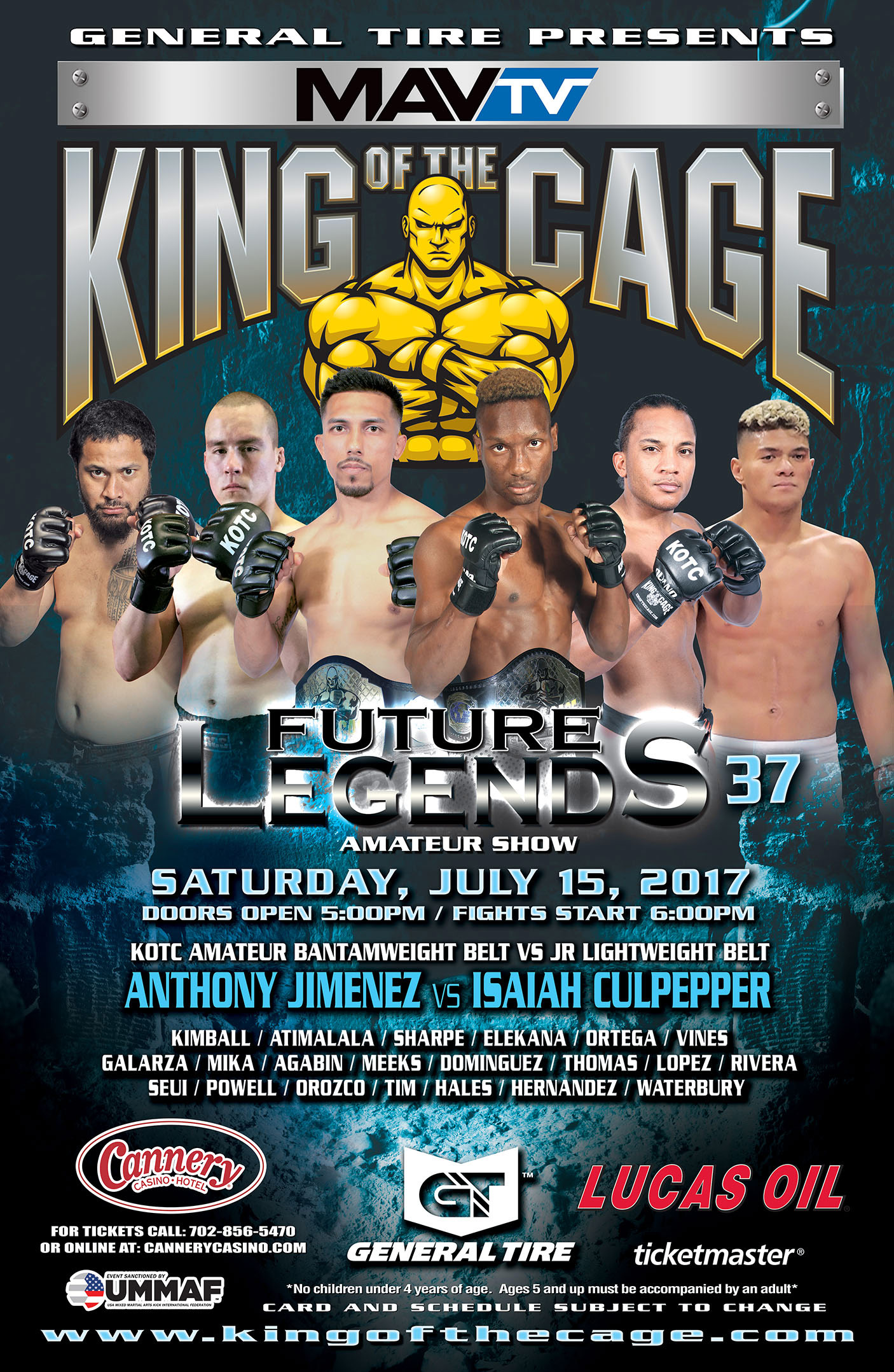 King of the Cage Returns to Cannery Casino Hotel on July 15 for “FUTURE LEGENDS 37”