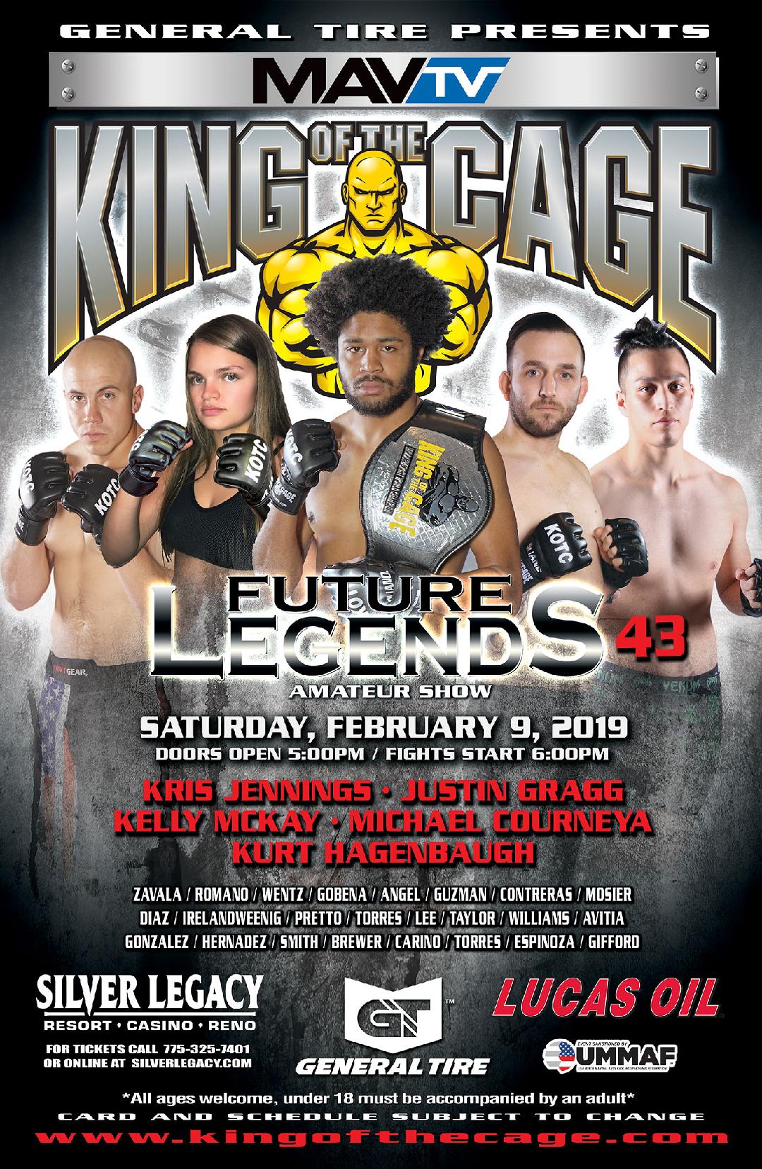 King of the Cage Returns to Silver Legacy Resort Casino Reno on February 9 for “FUTURE LEGENDS 43”