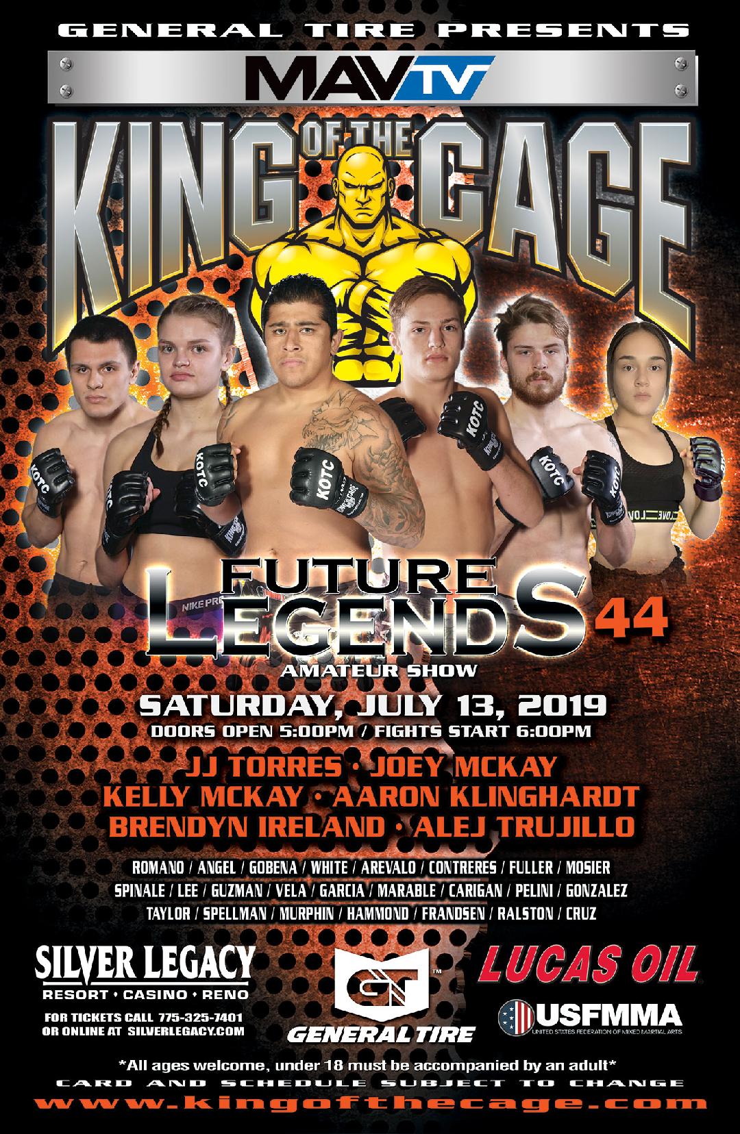 King of the Cage Returns to Silver Legacy Resort Casino Reno on July 13 for “FUTURE LEGENDS 44”