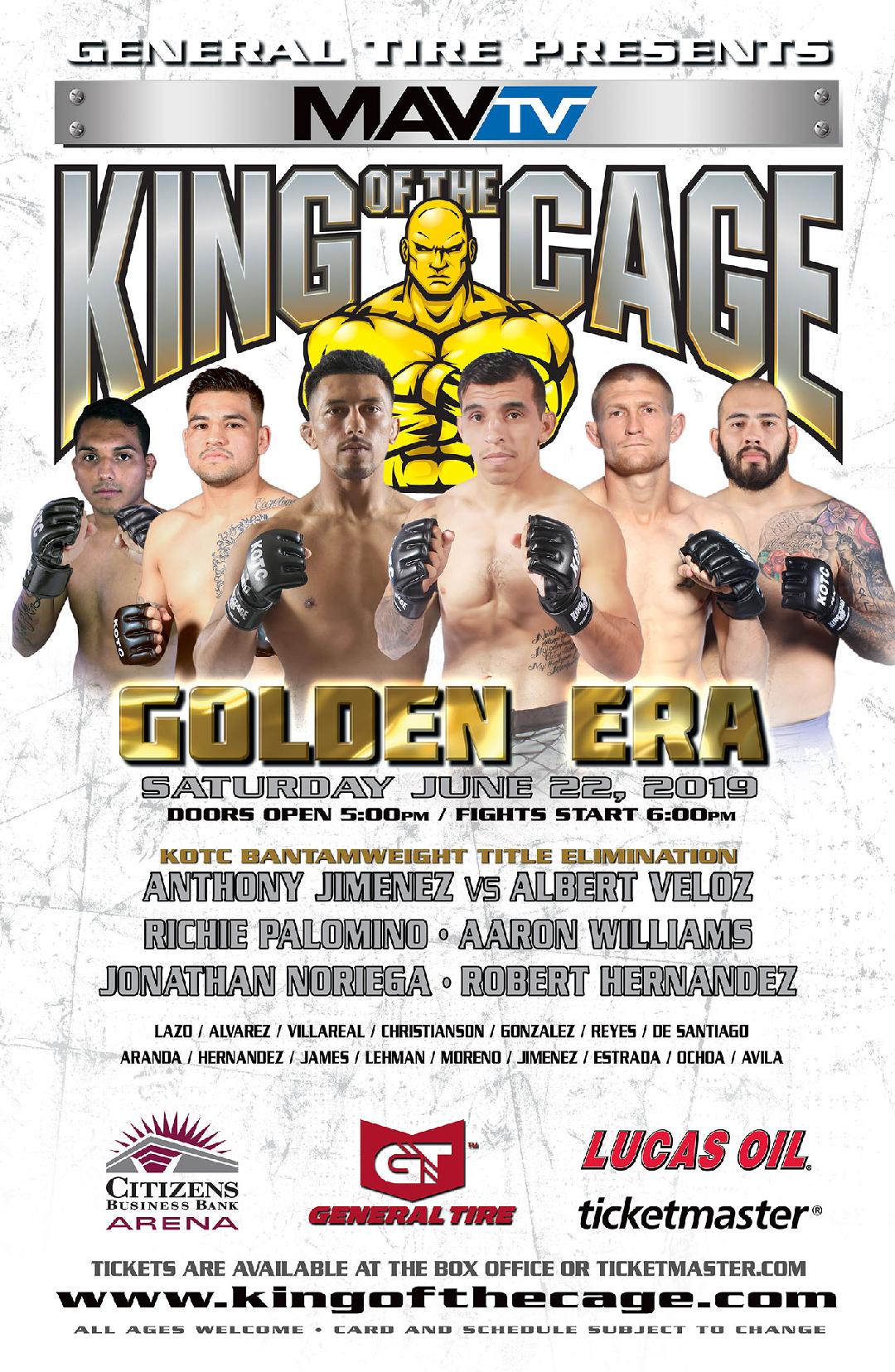 King of the Cage Returns to Citizens Business Bank Arena on June 22 “GOLDEN ERA”