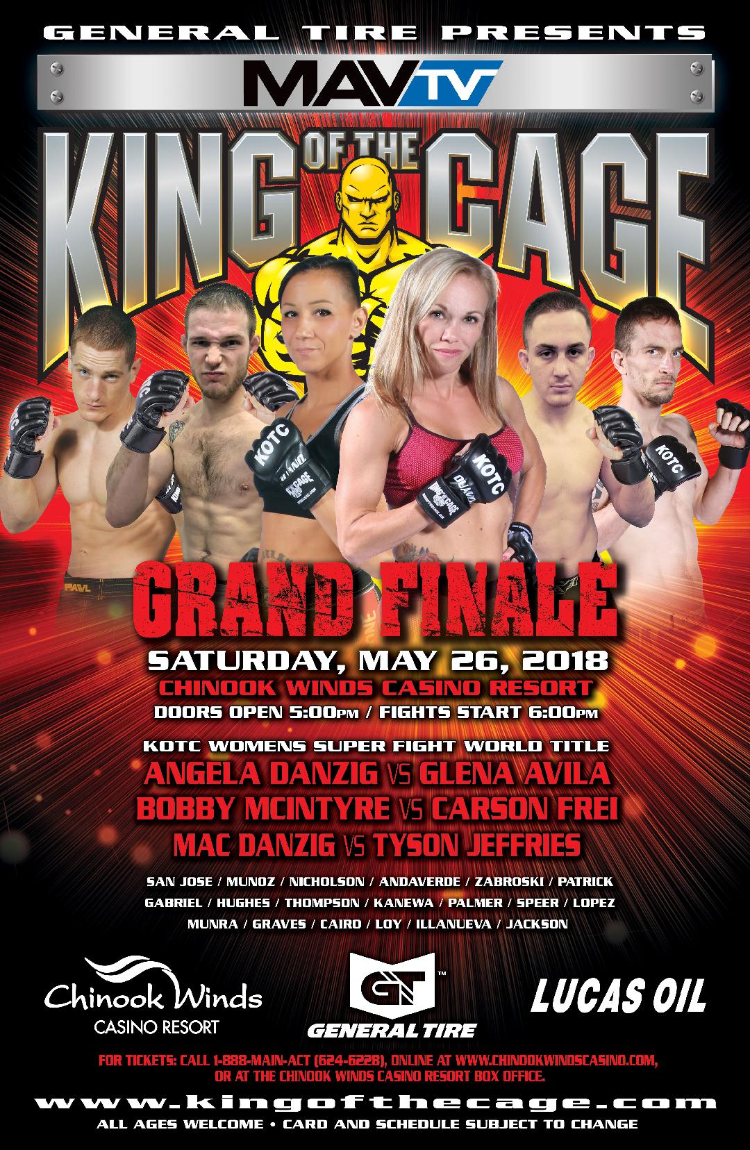 King of the Cage Announces Fight Card for Chinook Winds Casino Resort on May 26 “GRAND FINALE” King of the Cage