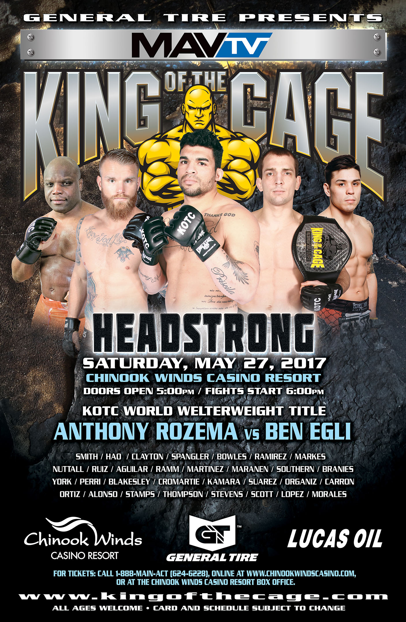 King of the Cage Returns to Chinook Winds Casino Resort on May 27 for “HEADSTRONG”