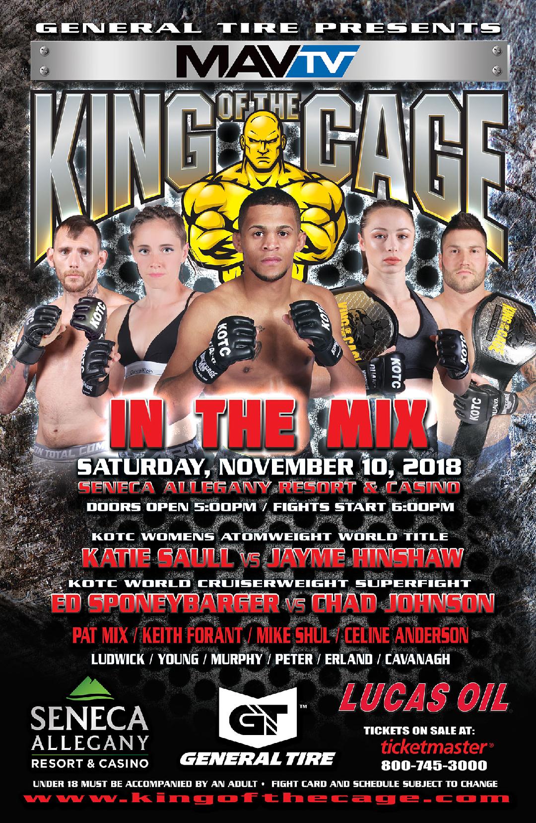 King of the Cage Returns to Seneca Allegany Resort & Casino on November 10 for “IN THE MIX”