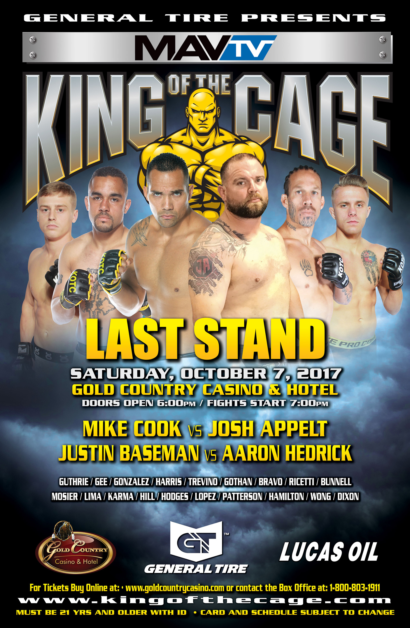 King of the Cage Returns to the Gold Country Casino & Hotel on October 7 for “LAST STAND”