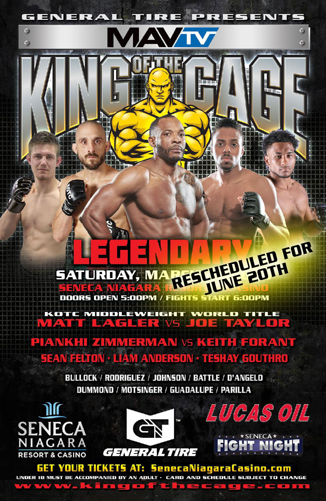 BREAKING NEWS: KOTC “Legendary” at Seneca Niagara Resort & Casino Rescheduled Again, New Date TBD