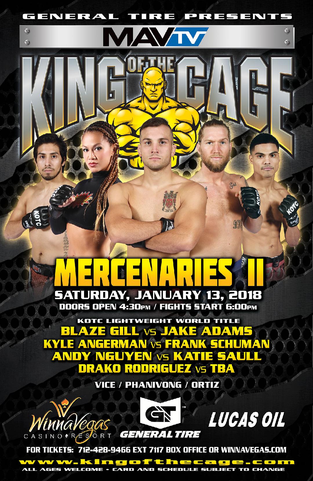 King of the Cage Announces Main Fight Card for WinnaVegas Casino on January 13 for MERCENARIES II