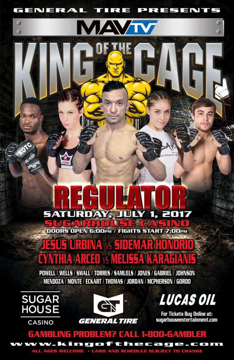 King of the Cage Debuts at SugarHouse Casino on July 1 for “REGULATOR
