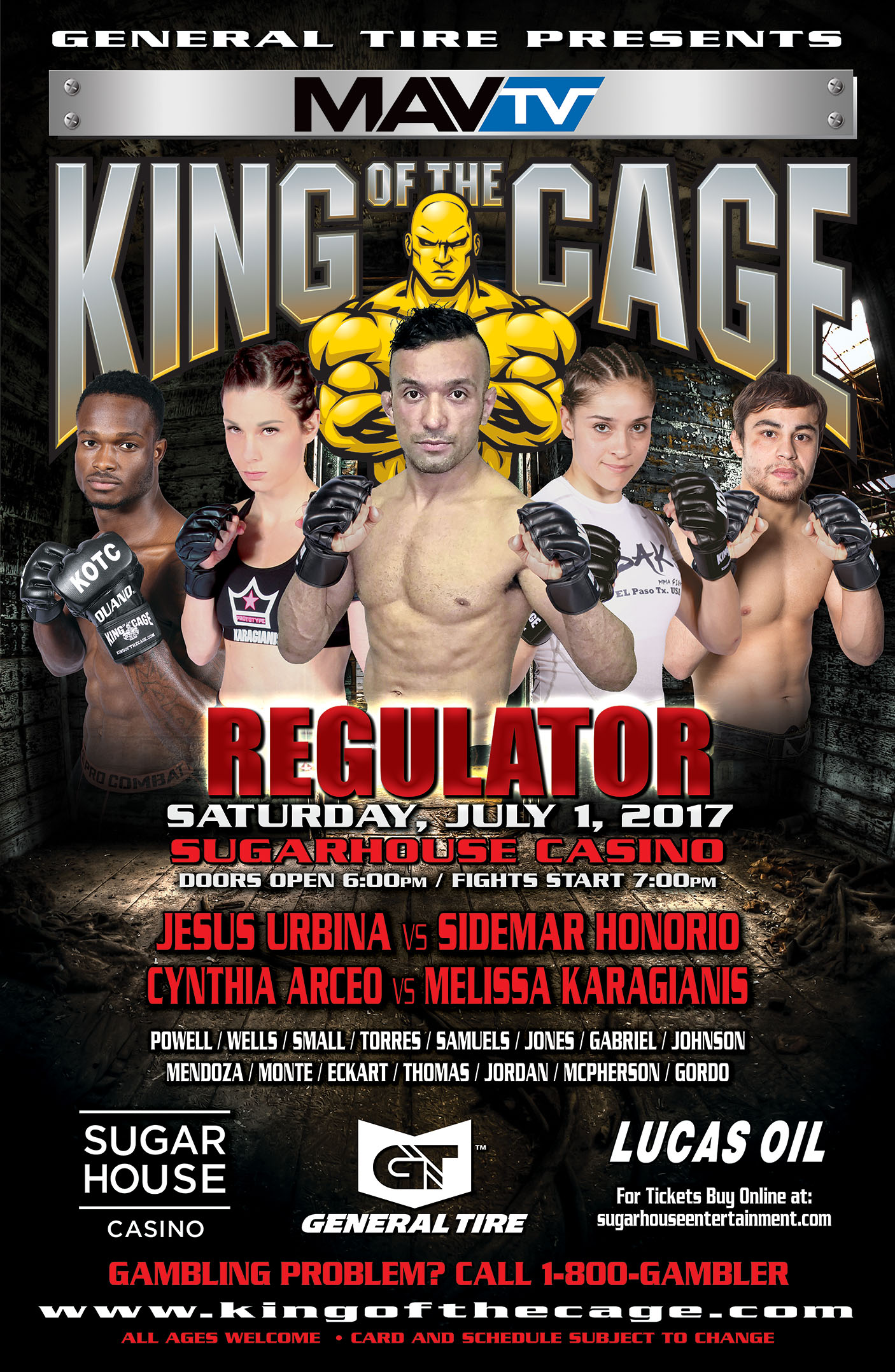 King of the Cage Debuts at SugarHouse Casino on July 1 for “REGULATOR”