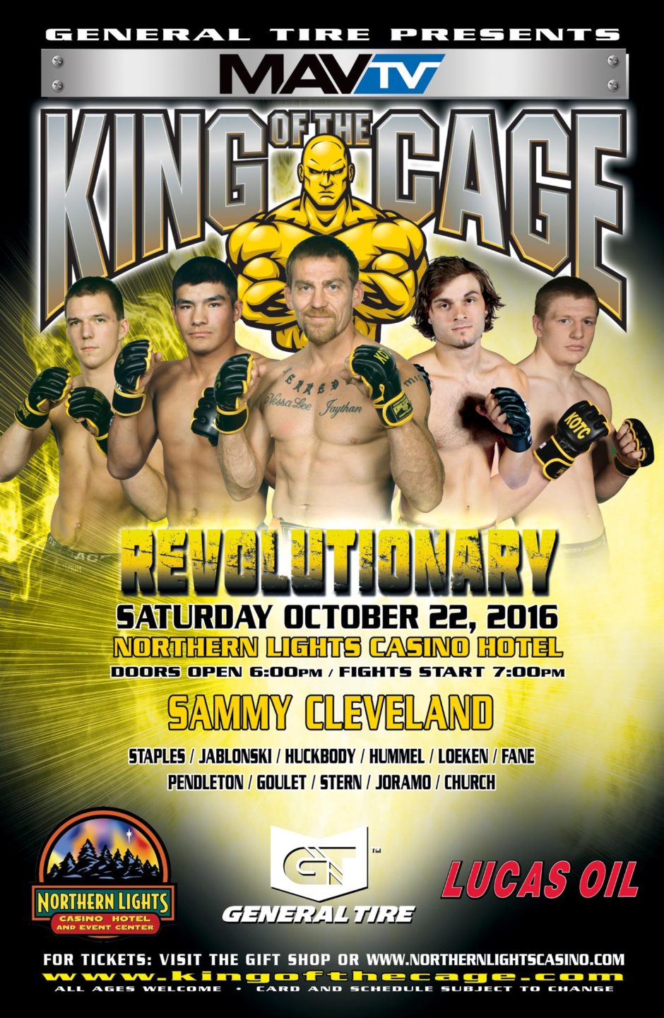 King of the Cage Returns to Northern Lights Casino on October 22 for