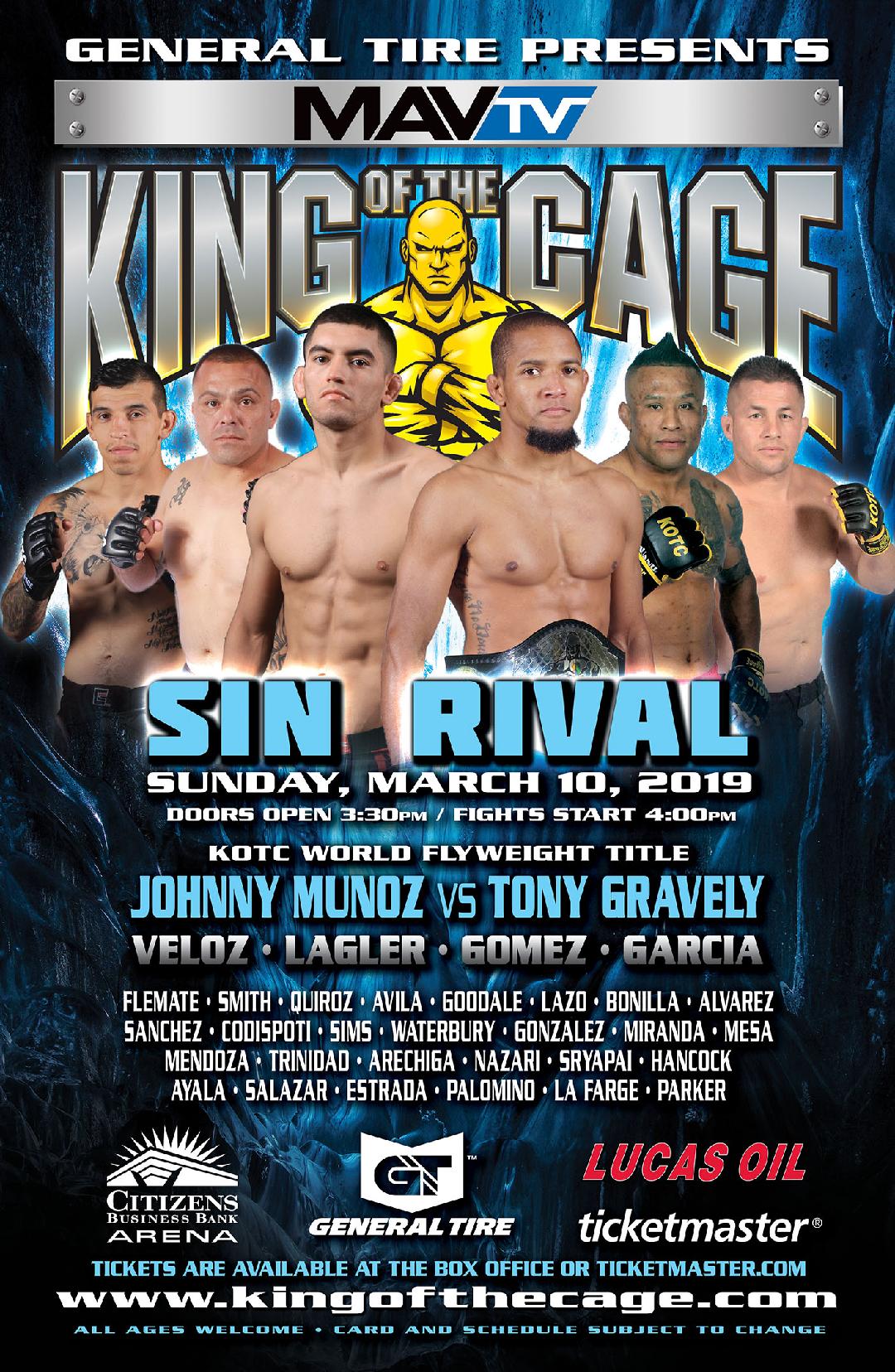 King of the Cage Returns to Citizens Business Bank Arena on March 10 for “SIN RIVAL”