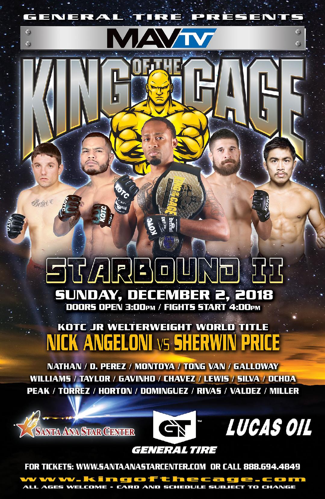 King of the Cage Returns to Santa Ana Star Center on December 2 for “STARBOUND II”