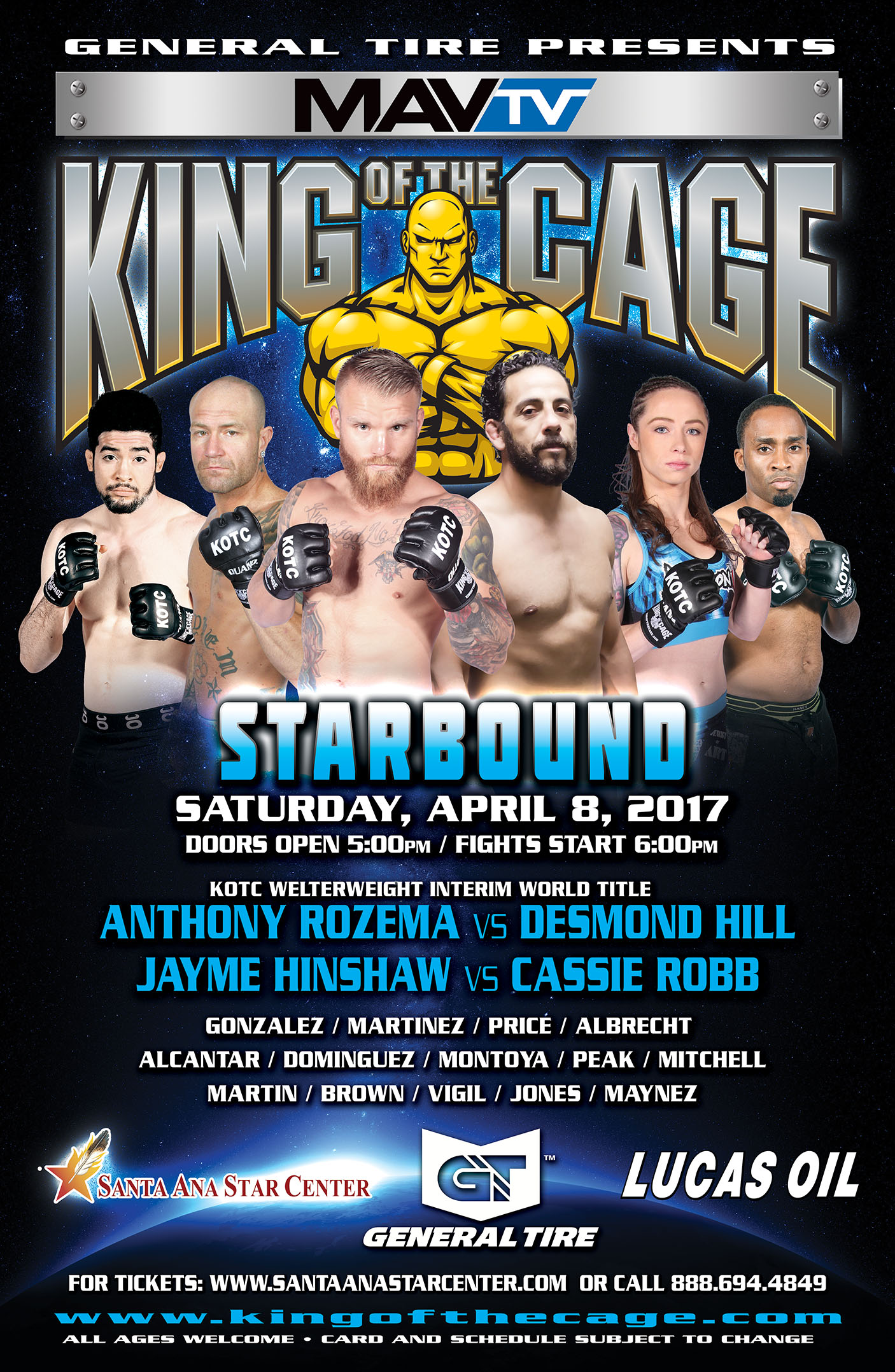 King of the Cage Returns to New Mexico at Santa Ana Star Center on April 8 for “STARBOUND”