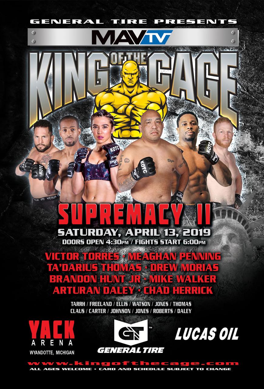 King of the Cage Returns to Yack Arena on April 13 for “SUPREMACY II”