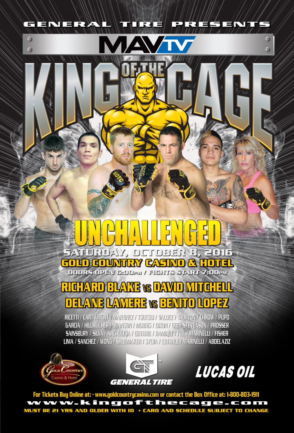 King of the Cage Returns to the Gold Country Casino & Hotel on October