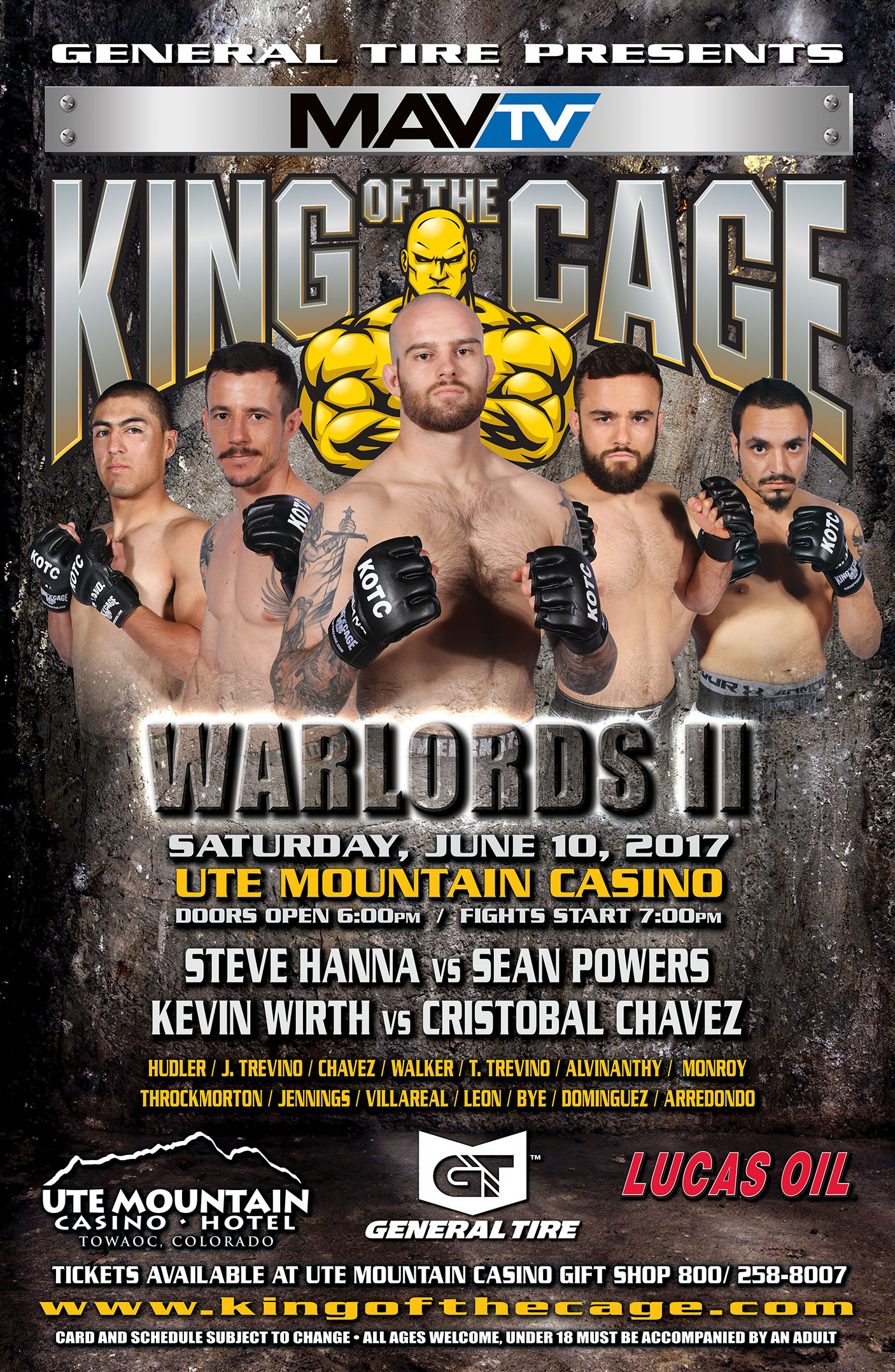 King of the Cage Returns to the Ute Mountain Casino, Hotel & Resort on June 10 for “WARLORDS II”